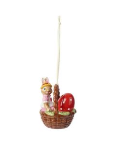 Uovo Bunny rosa ornamento con cestino Anna